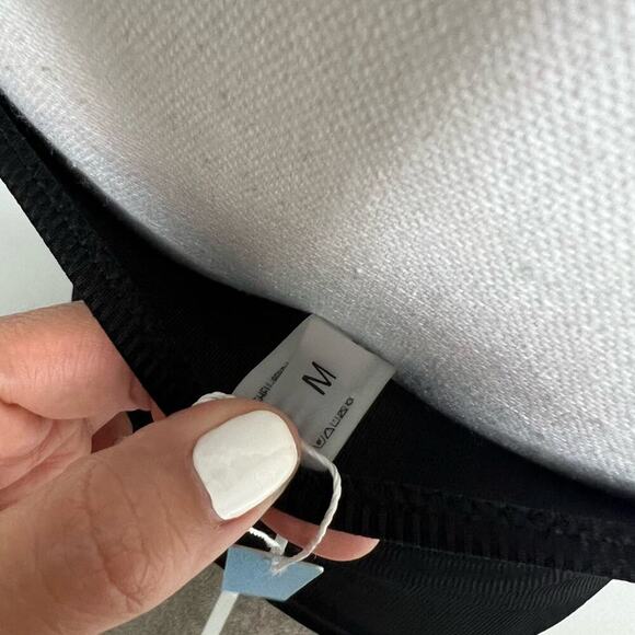 RIBBED BLACK ONE PIECE WOMEN TIE FRONT SWIMSUIT SIZE MEDIUM BRAND NEW - Picture 3 of 6